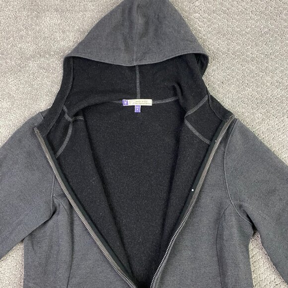 Ibex Sweater Jacket Women's Medium Full Zip Pez Hooded Gray Merino Wool Nylon - Picture 4 of 14